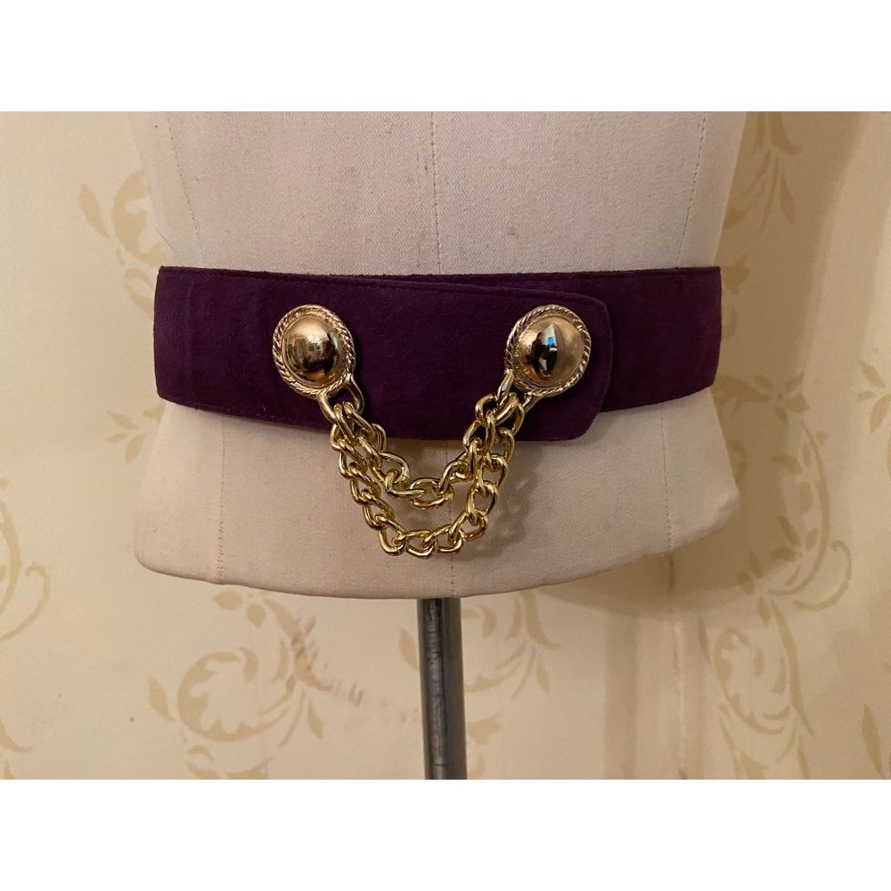 Vintage Hermès Hermès Purple Leather #6007 Suede Belt Size M